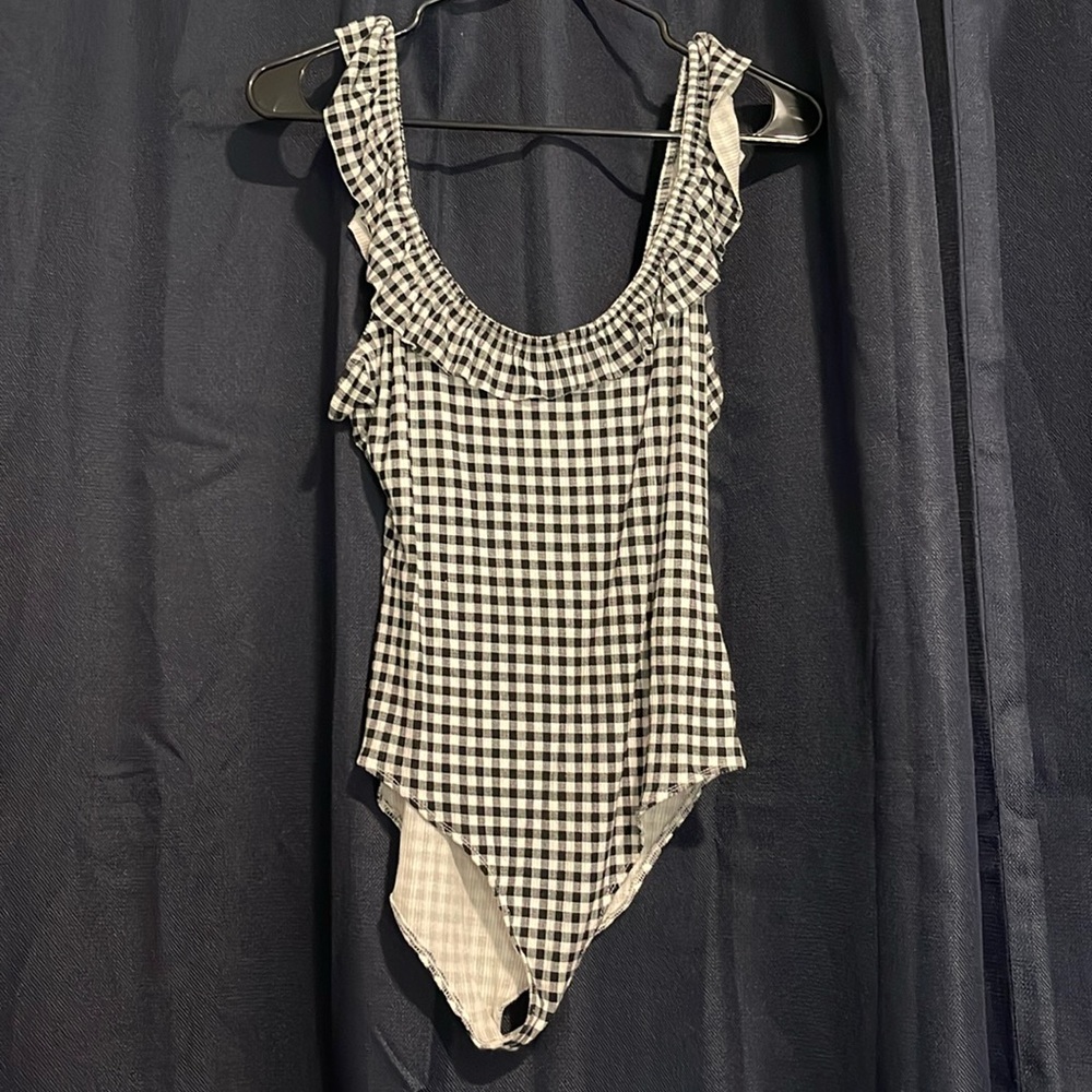 Forever 21 black and white gingham bodysuit
